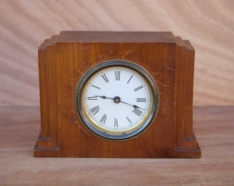 Art deco wooden clock, table clock, art deco pendulum, interior decoration, clock