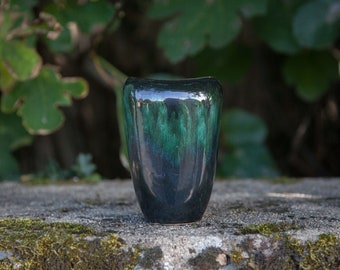 Ceramic vase 409/15, decorative vase, flower pot, green and black shades vase, collection, 60's