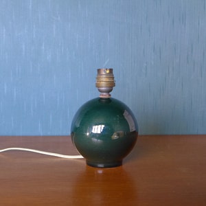 Lampe céramique vintage, lampe boule vert bouteille, lampe de table, lampe à poser, ceramic lamp image 1