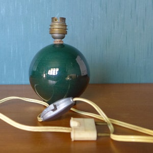 Lampe céramique vintage, lampe boule vert bouteille, lampe de table, lampe à poser, ceramic lamp image 3
