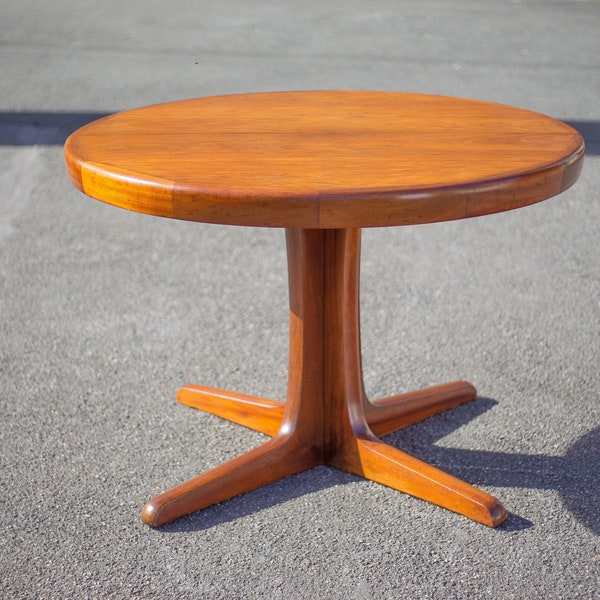 Table Baumann avec 2 rallonges, table ronde, table bois avec pied étoile, table à manger, table salle à manger, vintage