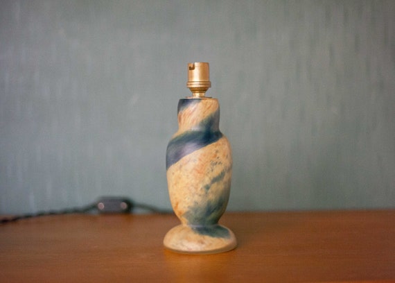 Lampe pâte de verre vintage, pied de lampe pâte de verre jaune/bleu, lampe à poser, lampe de chevet, déco intérieur