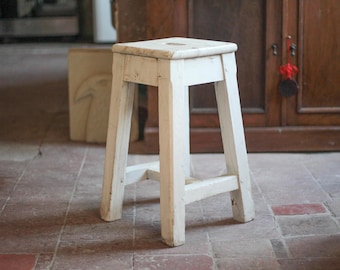 Vintage stool, solid oak farmhouse wood stool, occasional stool, interior decor, wooden stool