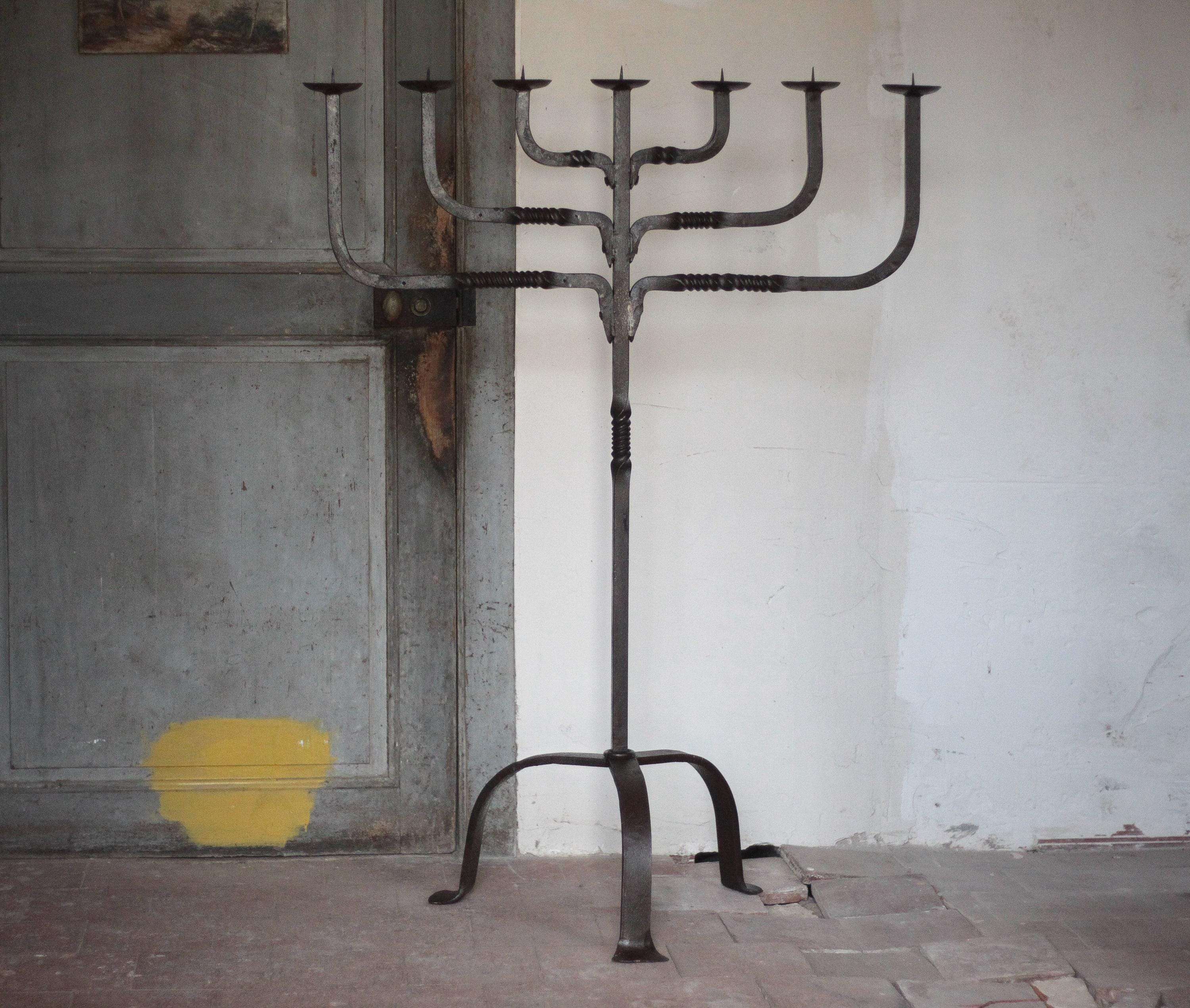 Lot Chandelier Et Pare-feu En Fer Forgé - Déco Cheminée Vintage - Sans Marque