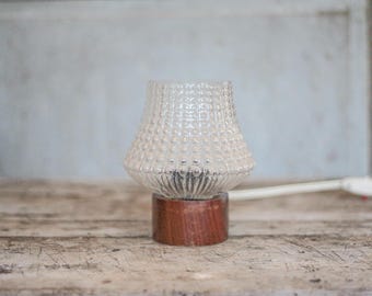 Vintage tafellamp, Philips lamp, hout en glas lamp, bedlamp, tafellamp, interieurdecoratie