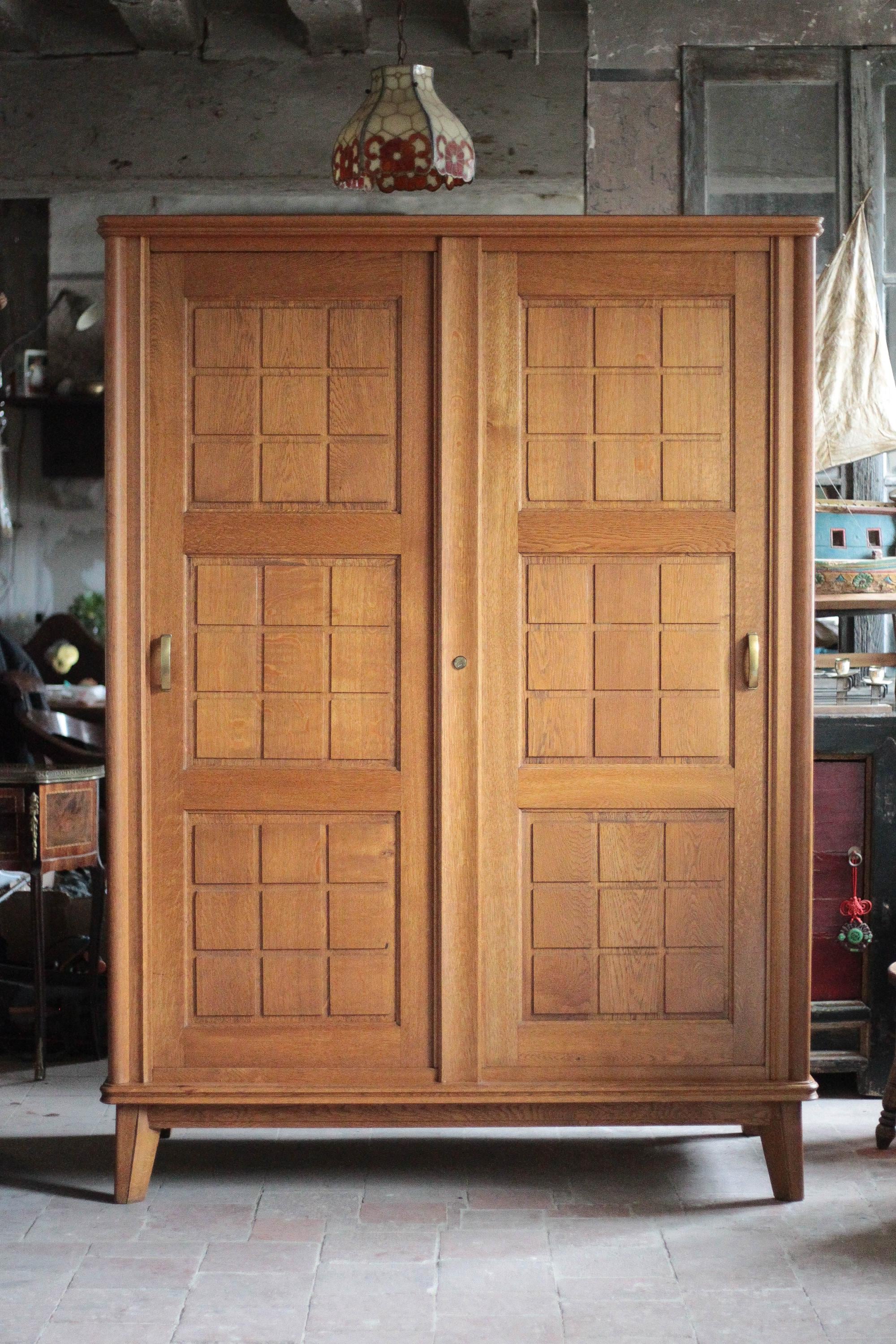 Armoire Bois Vintage, Armoire Penderie Avec Portes Coulissantes, Meuble Bois, Chambre, Déco