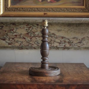 wooden lamp, vintage turned wooden lamp base, table lamp, living room lamp, bedside lamp, interior decoration