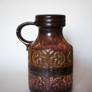 Ceramic vase 489-23 West Germany, clover pattern, decorative vase, vase with handle, flower pot, collection, 70&#39;s