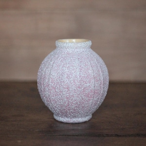 Signed, crisp enamel ball vase, pink Art Deco vase, interior decoration, collection