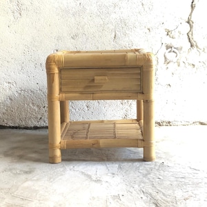 Vintage bedside table, bamboo nightstand, side table, sofa end table, interior decoration