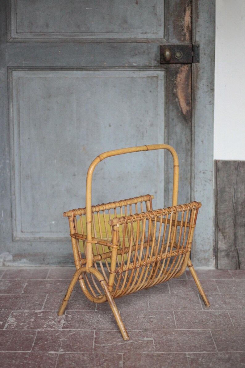 Rattan Magazine Rack, Wicker Magazine Rack, Magazine Storage, Magazine ...