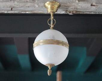 Vintage-Pendelleuchte, Pendelleuchte mit mattiertem Glaskugeldesign, Deckenleuchte, Kronleuchter mit Bronzekugel, Vintage-Lampe, Deckenleuchte