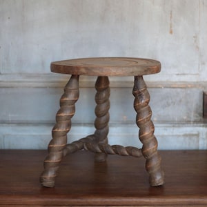 Vintage stool, old wooden stool, tripod stool, interior decoration, wooden stool, stool