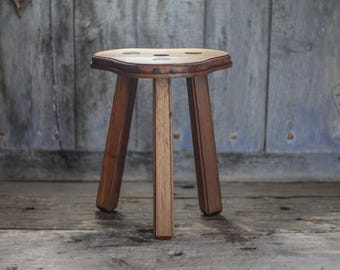 Vintage stool, wooden stool, tripod stool, trilobed stool, plant stand, interior decor, wooden stool, planter stool