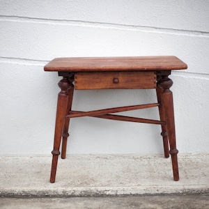 Wooden coffee table with drawer, side table, bedside table, vintage sofa end table