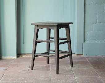 Vintage French stool from the 1940s, wooden stool, occasional seat