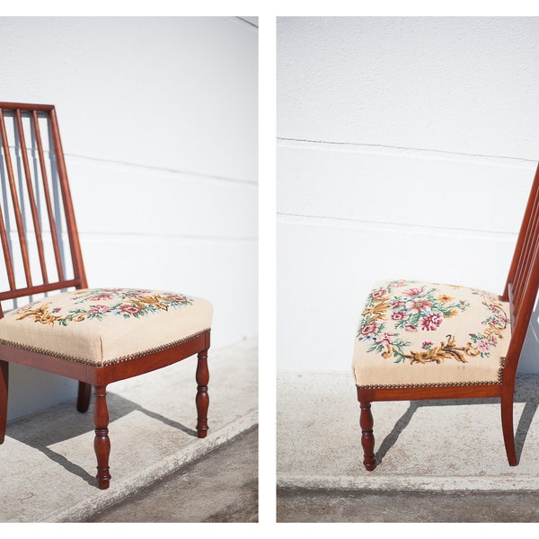Chaise de nourrice bois avec assise tapisserie