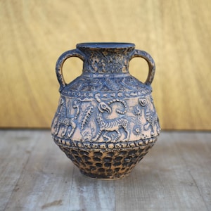 Vintage Jasba ceramic vase, vase with handles, amphora vase, flower pot, ceramic vase, German pottery, collection, 60&#39;s