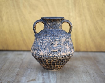 Vintage Jasba Keramikvase, Vase mit Henkeln, Amphorenvase, Blumentopf, Keramikvase, deutsche Keramik, Sammlung, 60er Jahre