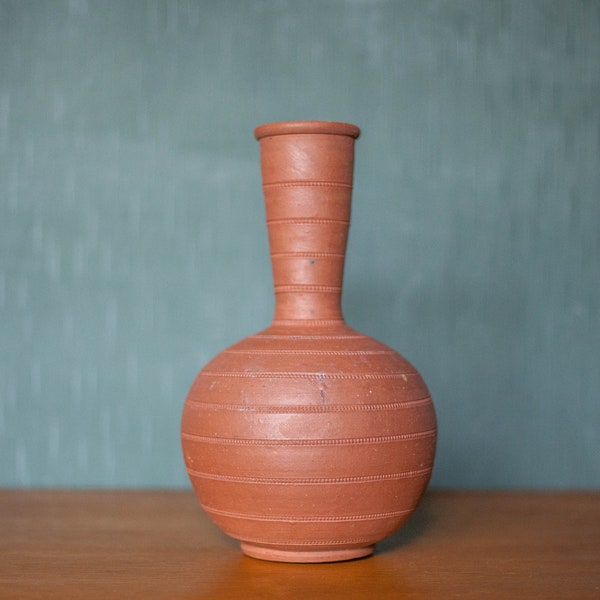 Vase en terre cuite vintage, vase boule grand col, poterie, pot à fleurs, collection