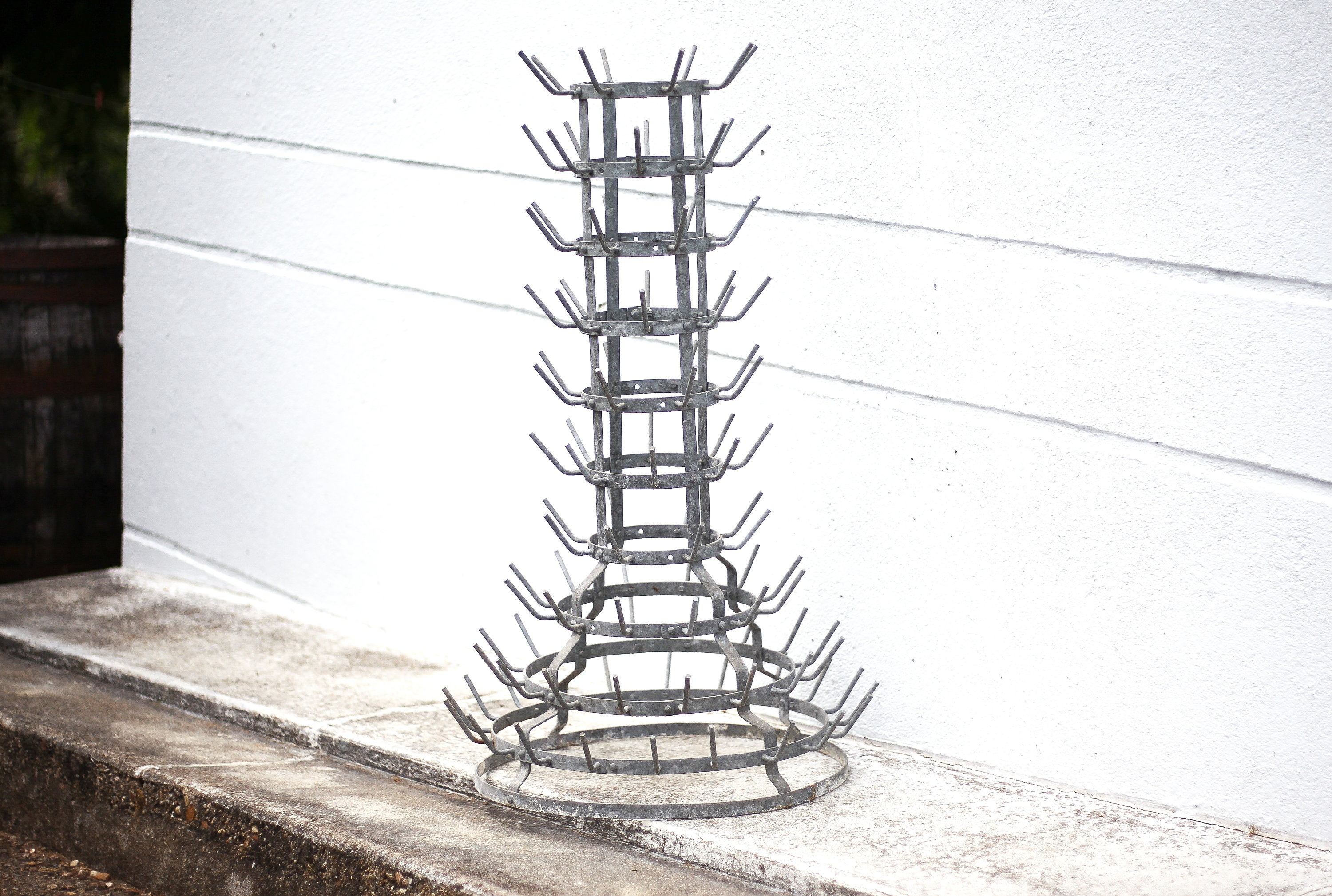 Vintage Galvanized Iron Bottle Rack, Large Hedgehog Bottle Drainer