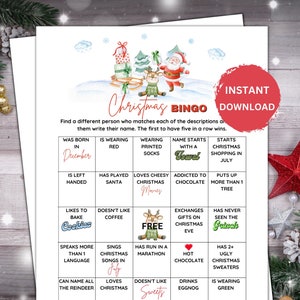 Christmas Bingo Game, Christmas Games Printable, Family Christmas games, Christmas Party Games, School Christmas Games, Office Games