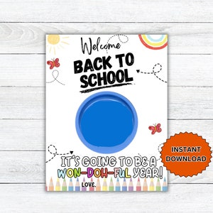 Editable Doh Back To School Play Gift, Meet the Teacher Doh Tag For Students, First Day Of School Dough Card From Teacher Printable download