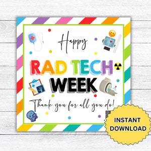 Rad Tech Week Printable Gift Tags, Radiologic Technologist Week Tags, Rad Tech Appreciation Week, Radiology Tech, Xray Tech, Rad Technician