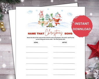 Name that Christmas song Game, Christmas Printable, Family Christmas game, Christmas Party Game, School Christmas Game, Office Game