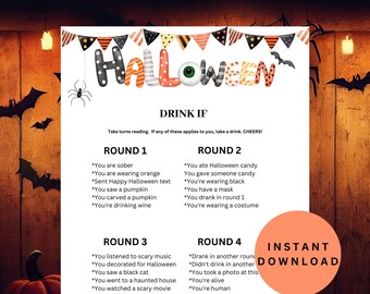 Halloween "Drink If" Game, Halloween Party Activity, Halloween adult Party game, Fall October party game, Halloween printable, Drinking game