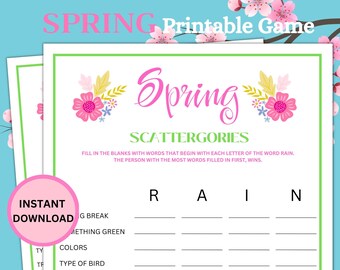 Printable SPRING Game, Spring Party Game and Activity, Kids party games, adult games, Family games, Virtual Party Games, Spring Craft