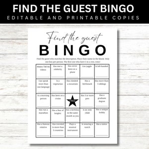 Find Someone Bingo, Get To Know You Bingo, Mingle Bingo,Icebreaker Game Bingo, Find The Guest Bingo Work Office Party Reunion Game