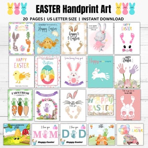 Easter Handprint Footprint Craft Printable Bundle, Preschool Craft, Easter Craft Homeschool Paint Activity, Toddler art, Sunday School Craft
