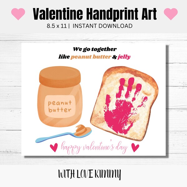 Valentine Handprint Craft ART Printable, Valentine Preschool art, Valentines Day Kids Craft Homeschool Paint Activity, Toddler Holiday art