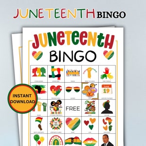 Juneteenth Bingo Game, Juneteenth Activity, Black History Game, Bingo Game for kids and Adults, 50 Juneteenth Games, Printable Games