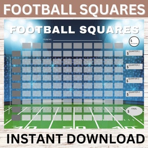Football Squares, Football Squares, Football Board, Football Party Game Activity, Super Football Fundraiser, Football Squares Printable Game