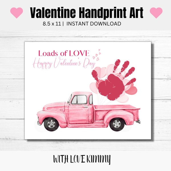 Valentine Handprint Craft ART Printable, Valentine Preschool art, Valentines Day Kids Craft Homeschool Paint Activity, Toddler Holiday art