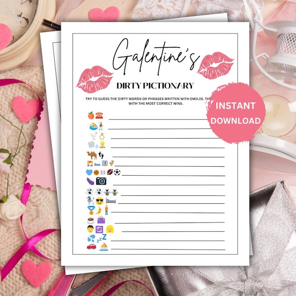 Dirty Pictionary Printable Galentine's Game, Adult Ladies Night Out Game, Galentine's Day game for Ladies Night Out Party, Valentines Game