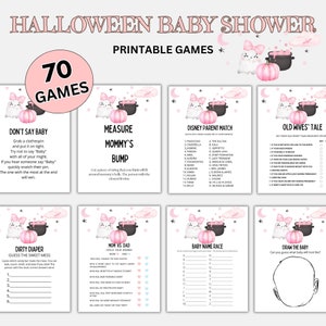 Pink Halloween Baby Shower Games, Girl  Pink Ghost Baby Shower, Halloween Baby Shower, Pink Boo Baby Shower, Baby Shower Halloween Printable