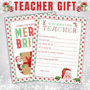 Druckbare Weihnachtskarte für Lehrer, Geschenk für Lehrer, Dankeschön Hinweis Lehrer, Weihnachtsgeschenk für Lehrer, Weihnachtsgeschenk für Lehrer