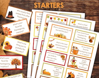 Thanksgiving-Gesprächs-Starterkarte, Thanksgiving-Dinner-Spiel, Familien-Danksagungskarte, Konversations-Eisbrecherkarten, Erntedank-Frage