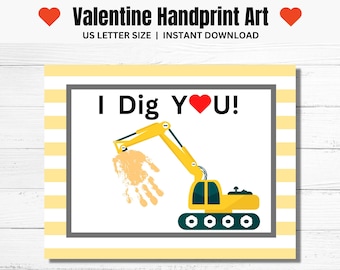 Valentine Handprint Craft ART Imprimible, Arte preescolar de San Valentín, Actividad de pintura para niños del Día de San Valentín, Arte de vacaciones para niños pequeños