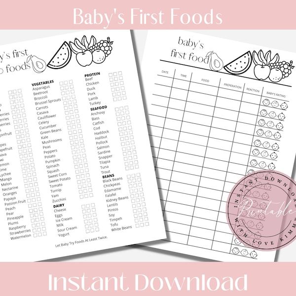 Baby 100 First Food List - Etsy