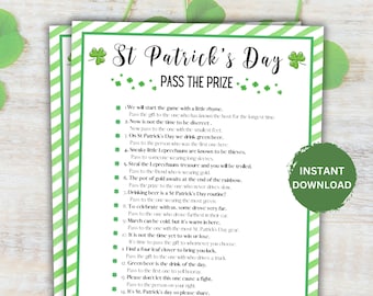 Printable St Patrick's Day Pass the Prize Game, St Paddy's Day Game Activity, St Pattys Day Adult & kids game, St Patricks Day Party Game