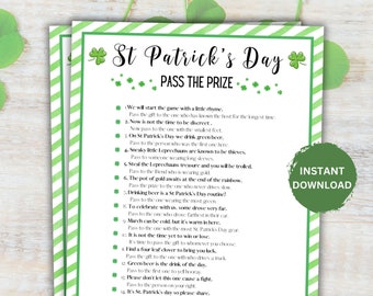Printable St Patrick's Day Pass the Prize Game, St Paddy's Day Game Activity, St Pattys Day Adult & kids game, St Patricks Day Party Game