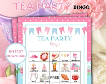 30 juego de bingo de fiesta de té ÚNICO, cumpleaños de fiesta de té, té de baby shower, despedida de soltera de fiesta de té, juego de fiesta de té adultos niños niños pequeños, té de novia