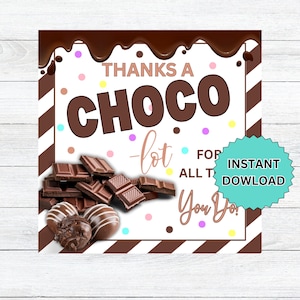 Appreciation Gift Tag Thanks a Choco lot Teacher Appreciation Gift