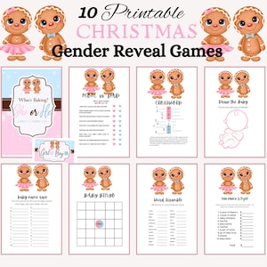 Les jeux imprimables Révélation du sexe de bébé en pain d'épice sont parfaits pour vos vacances de décembre, votre fête de révélation du sexe de Noël ou votre baby shower GIN1222