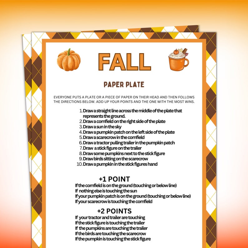 Fall Game, Paper Plate Drawing Game, Fall Game for Kids and Adults