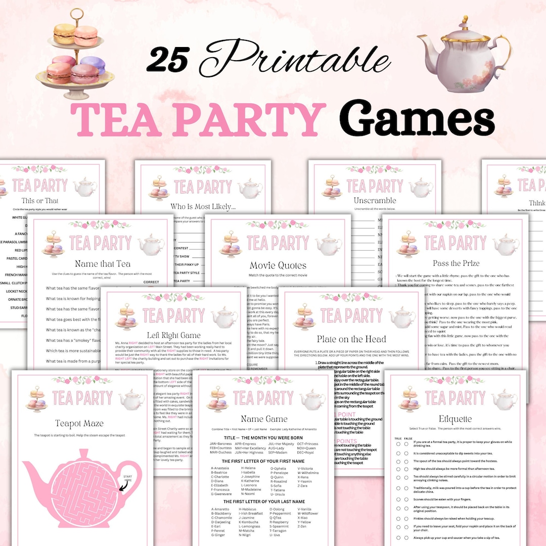 Tea Party Games, Tea Party Birthday, Tea Party Baby Shower, Tea Party